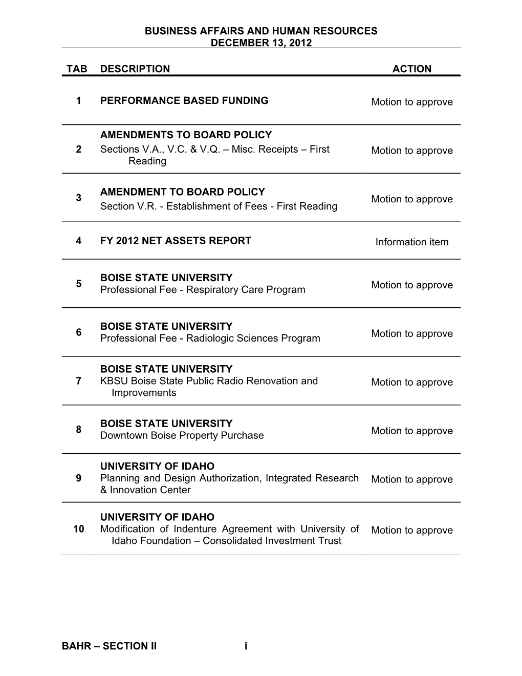 Business Affairs & Human Resources