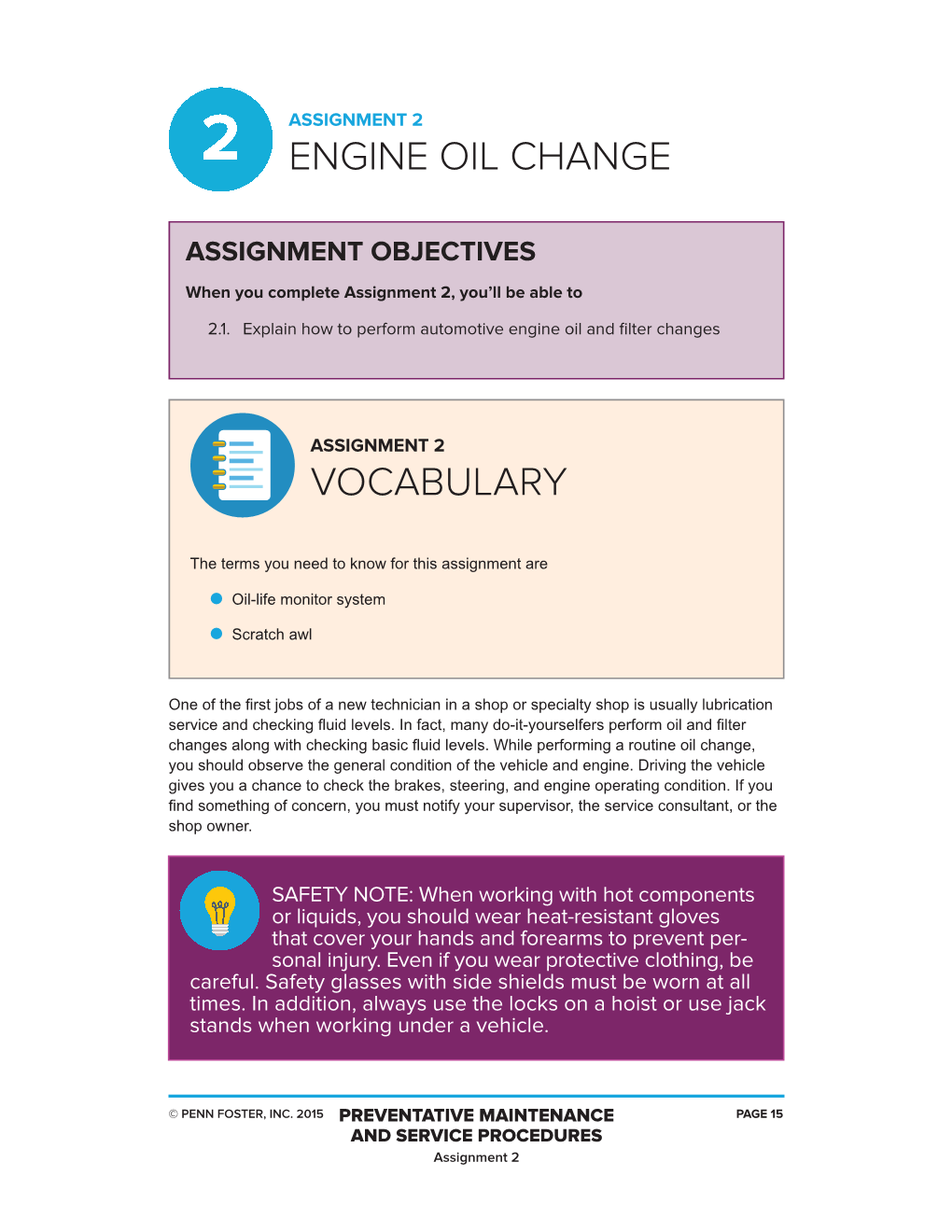 Engine Oil Change Vocabulary