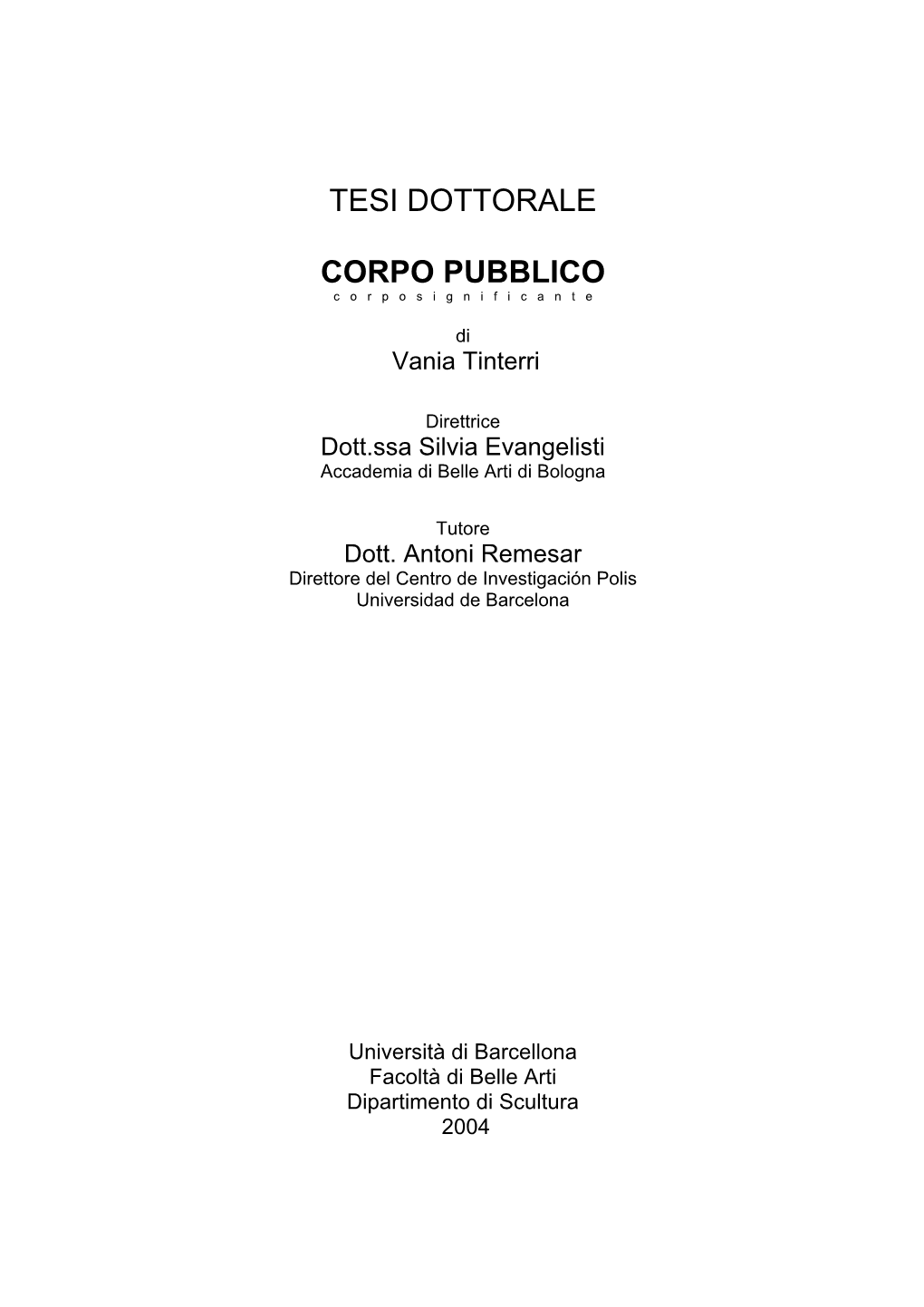 Tesi Dottorale Corpo Pubblico