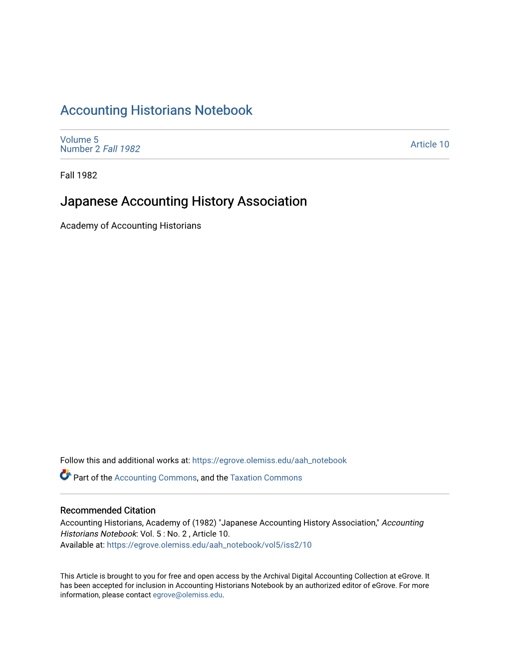 Japanese Accounting History Association