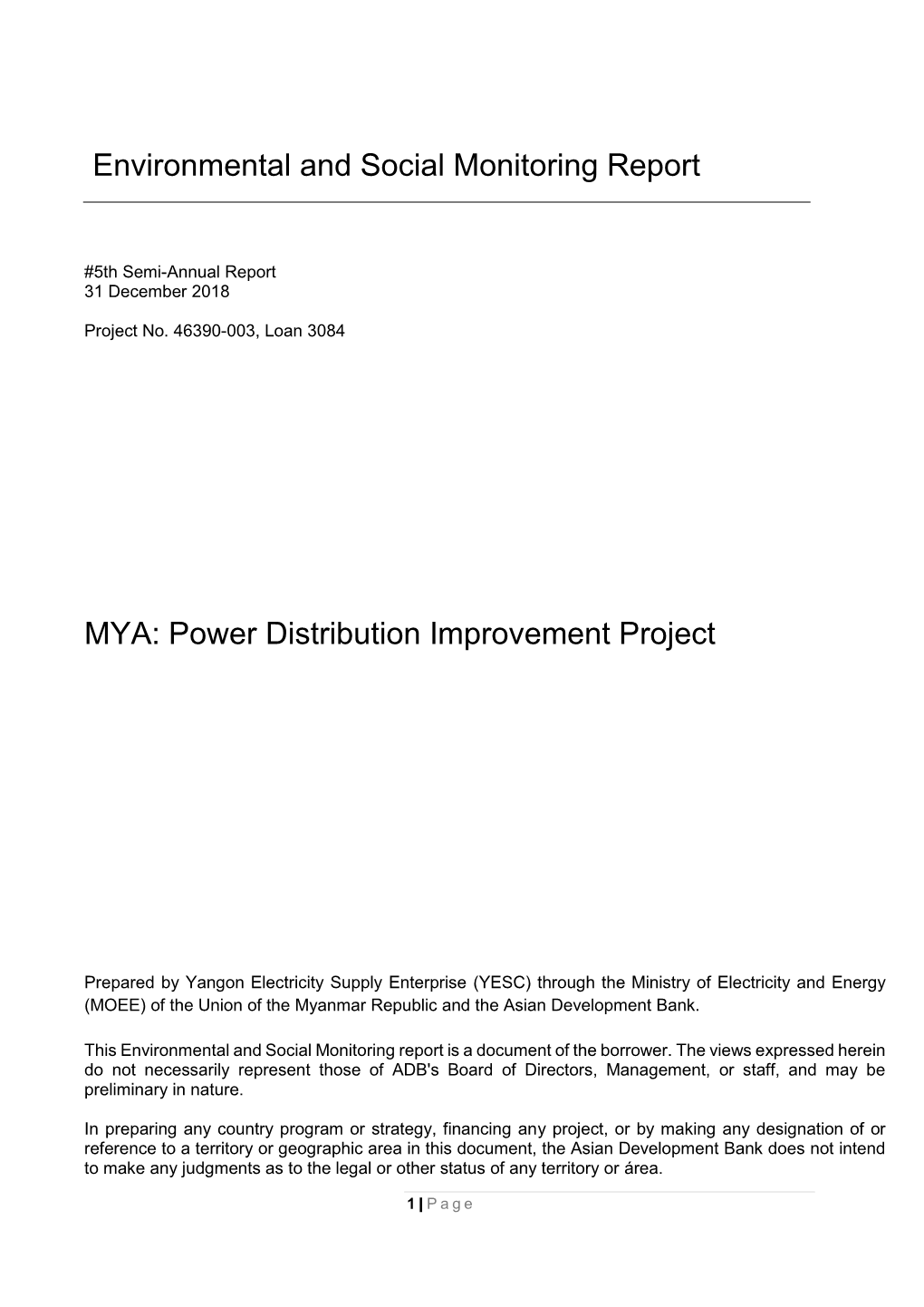 46390-003: Power Distribution Improvement Project