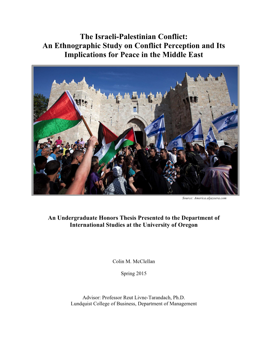 The Israeli-Palestinian Conflict: an Ethnographic Study on Conflict Perception and Its Implications for Peace in the Middle East