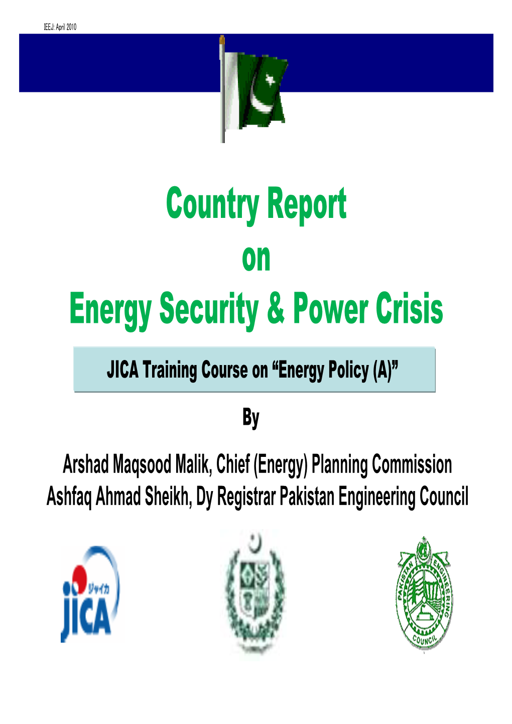 Country Report on Energy Security & Power Crisis