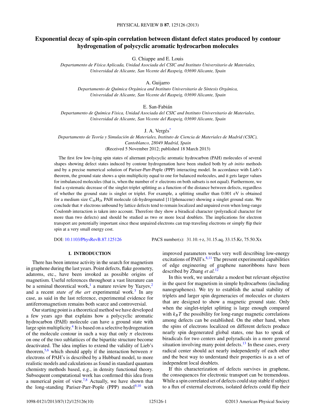 Exponential Decay of Spin-Spin Correlation Between Distant Defect States Produced by Contour Hydrogenation of Polycyclic Aromatic Hydrocarbon Molecules