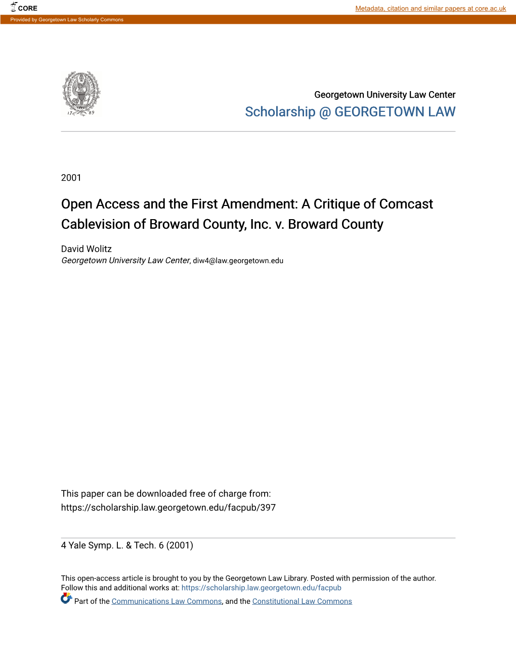 A Critique of Comcast Cablevision of Broward County, Inc. V