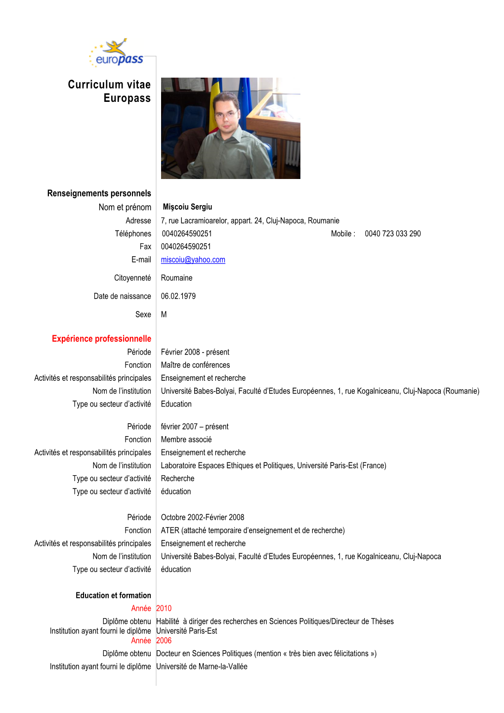 Curriculum Vitae Europass