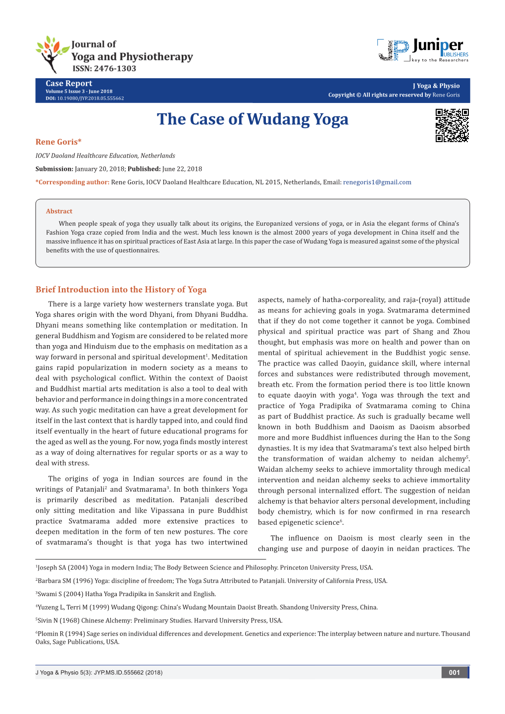 The Case of Wudang Yoga