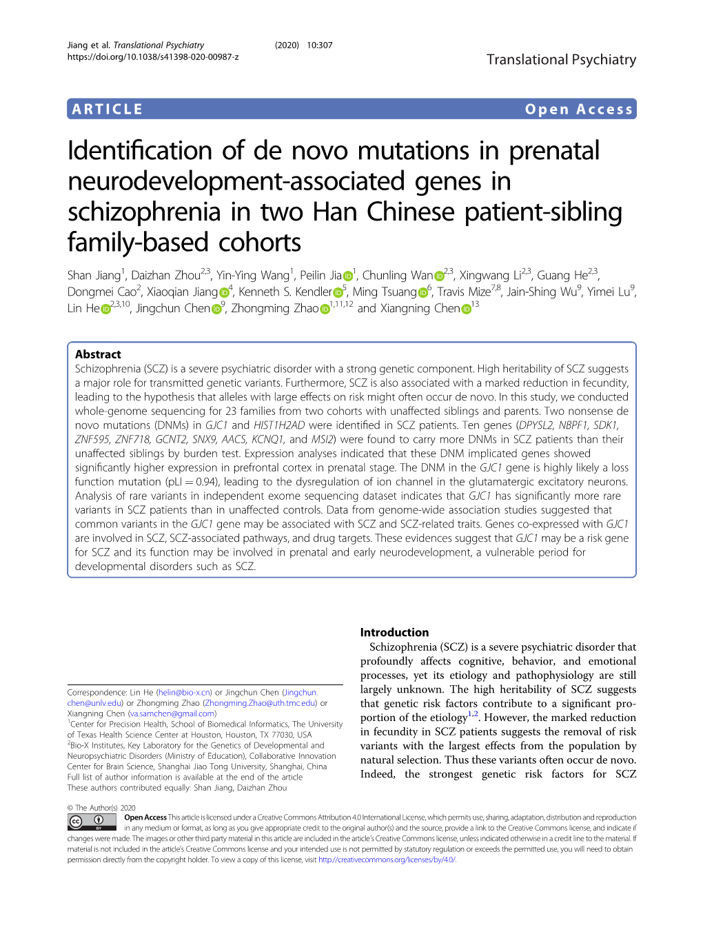 Identification of De Novo Mutations in Prenatal