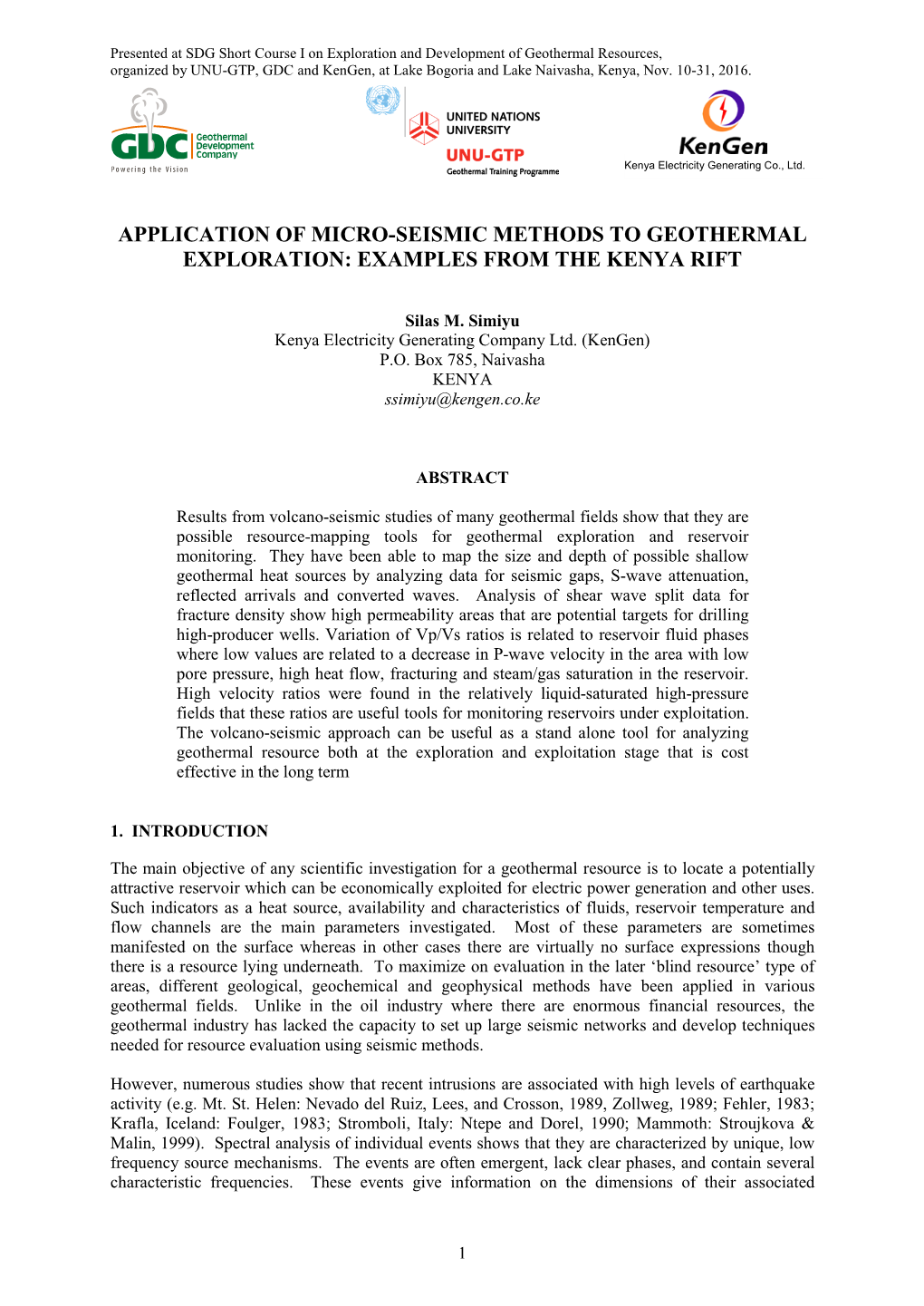 Geothermal Exploration in the Kenya Rift; a Review