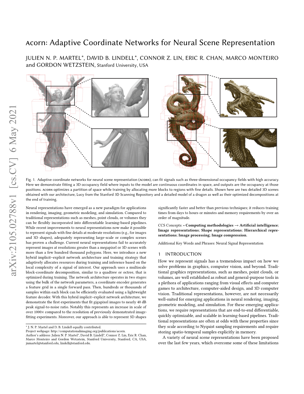 Acorn: Adaptive Coordinate Networks for Neural Scene Representation