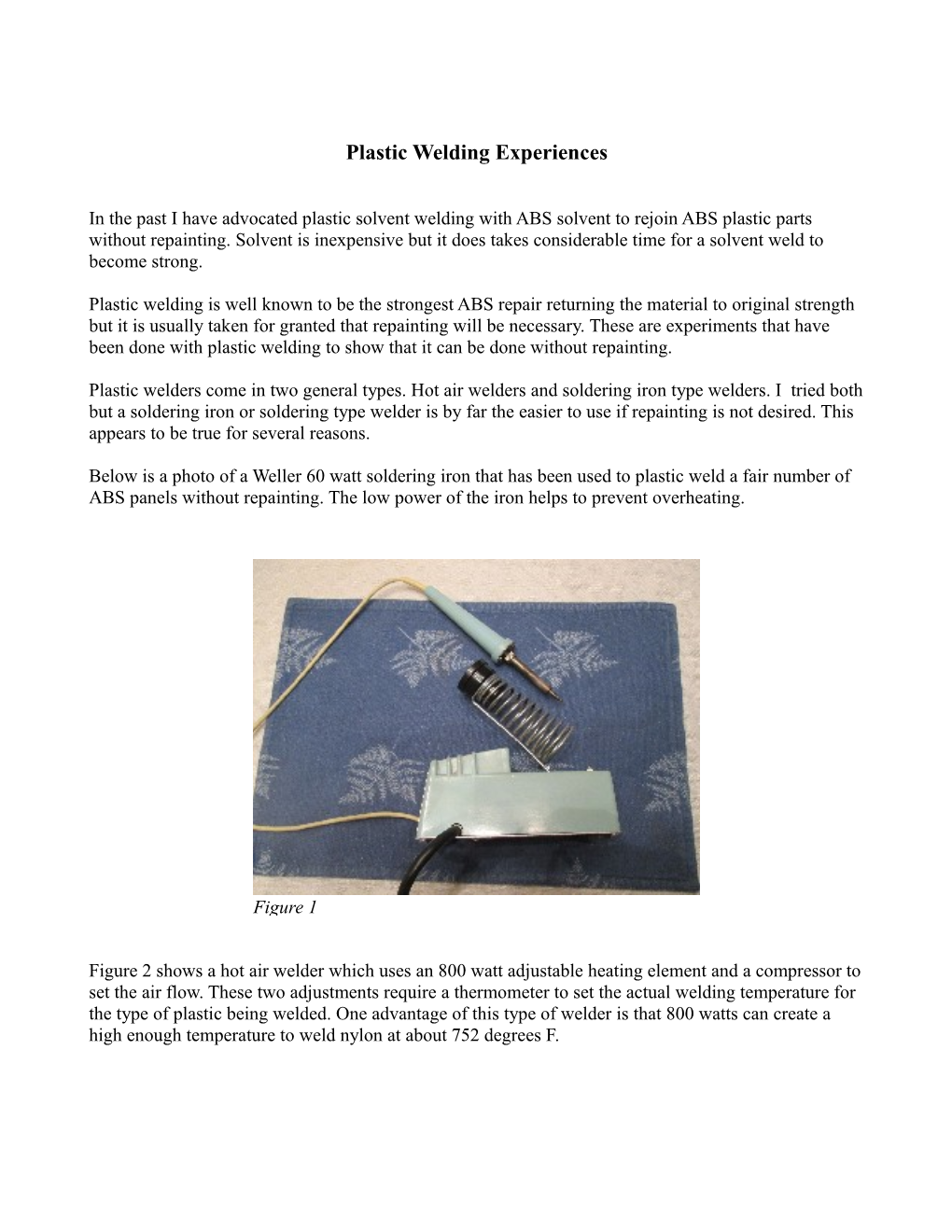 Plastic Welding Experiences