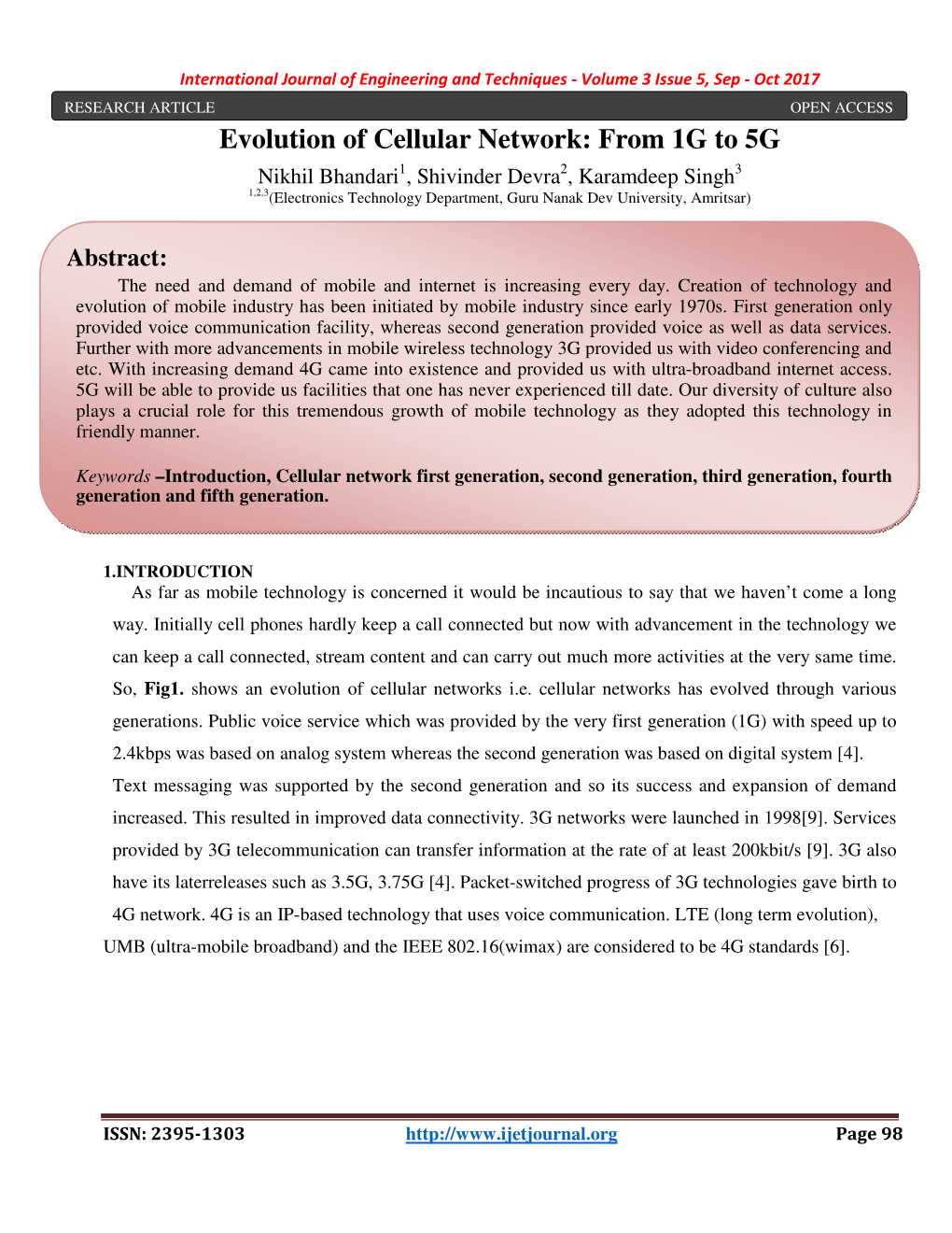 Evolution of Cellular Network: from 1G to 5G