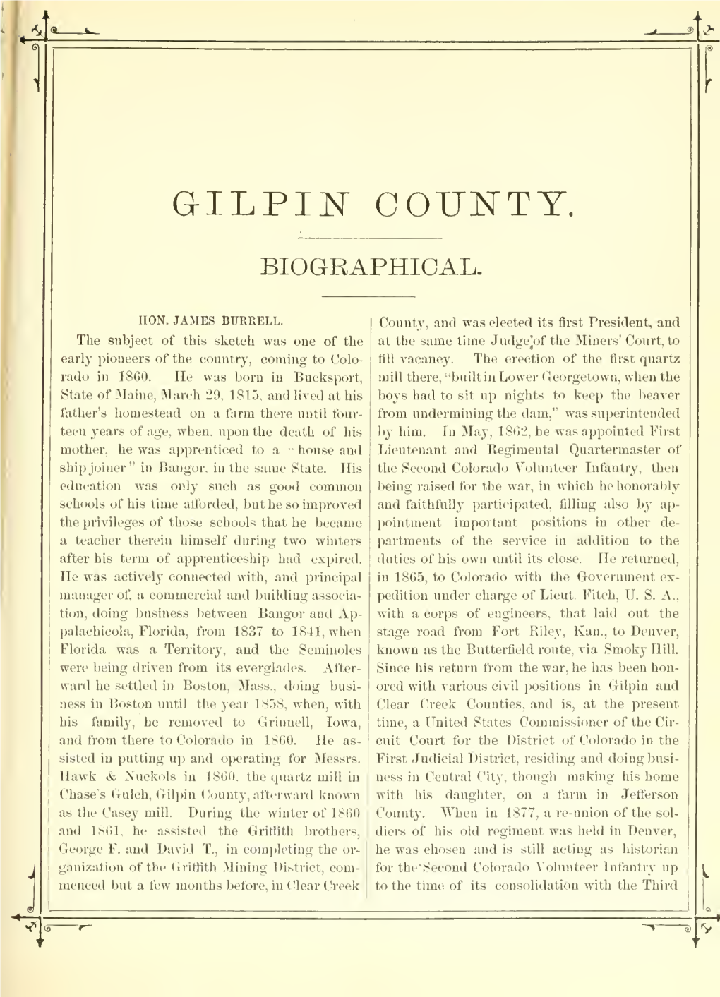 Gilpin County. Biographical
