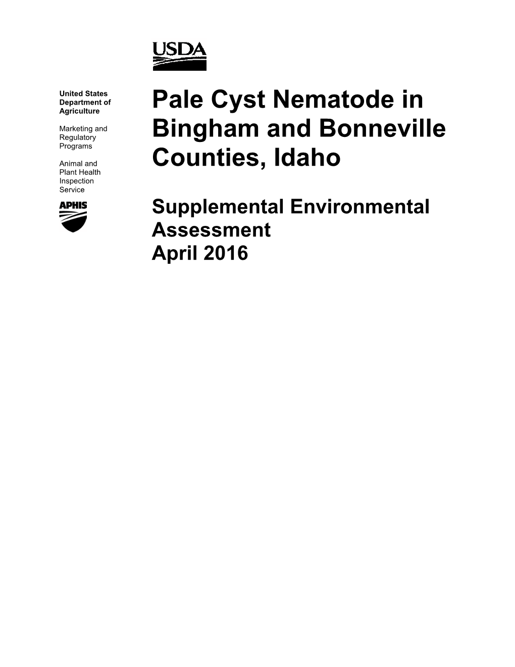 Pale Cyst Nematode in Bingham and Bonneville Counties, Idaho