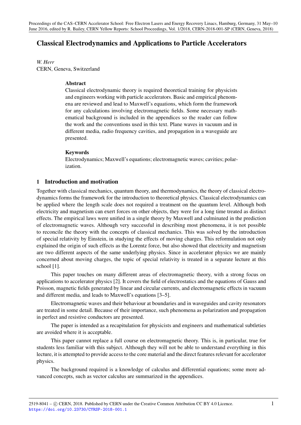 Classical Electrodynamics and Applications to Particle Accelerators