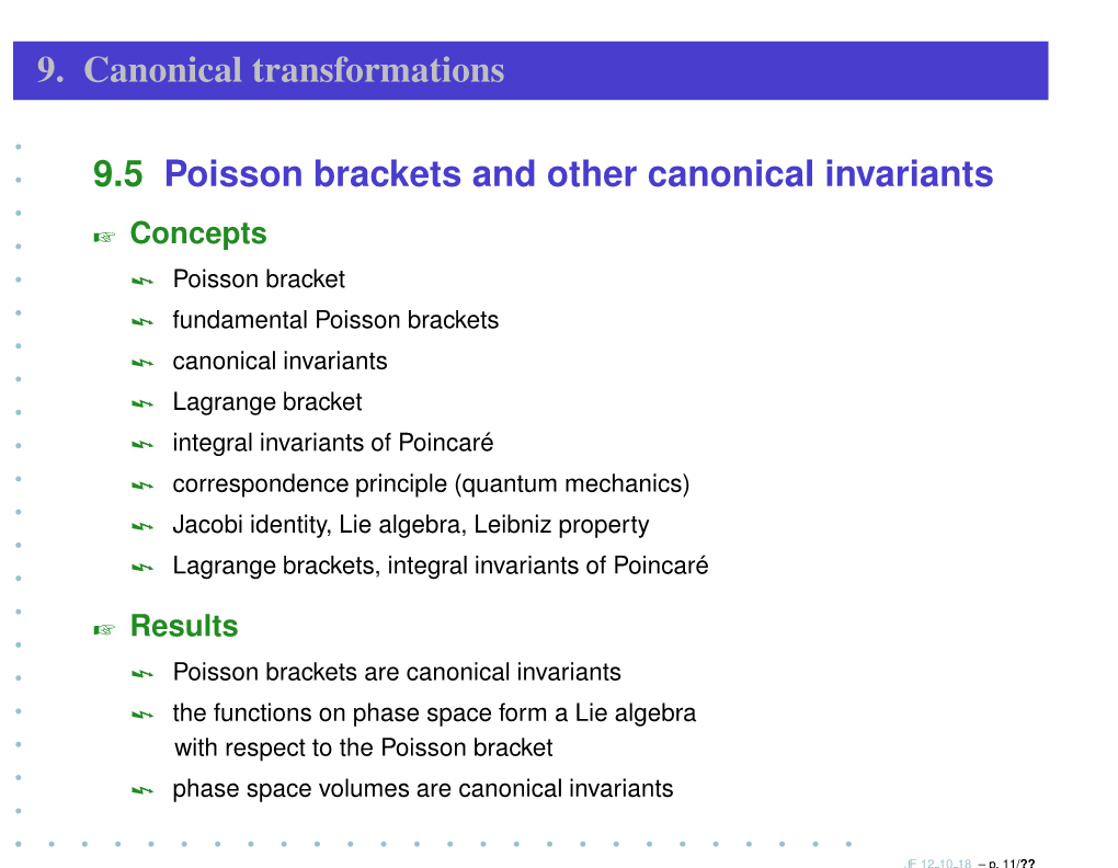 9. Canonical Transformations