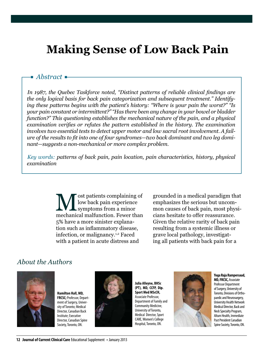 Making Sense of Low Back Pain