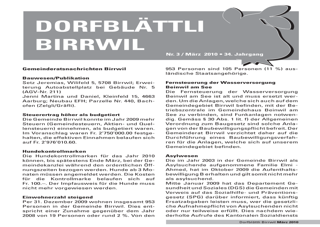 DORFBLÄTTLI BIRRWIL Nr