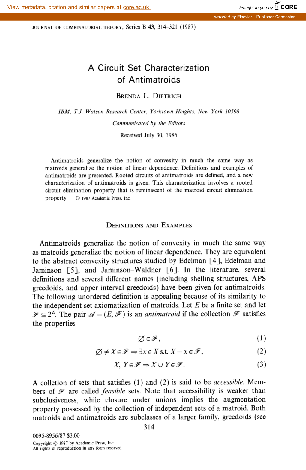 A Circuit Set Characterization of Antimatroids