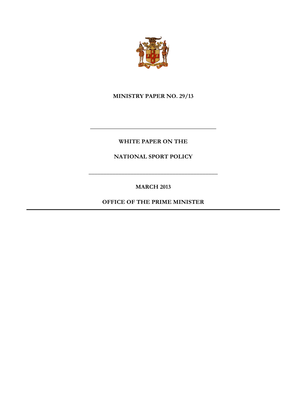 White Paper on the National Sport Policy