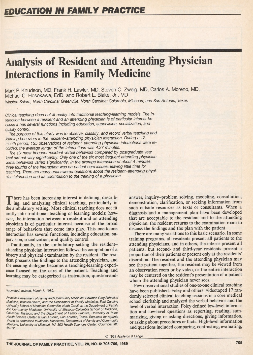 Analysis of Resident and Attending Physician Interactions in Family Medicine