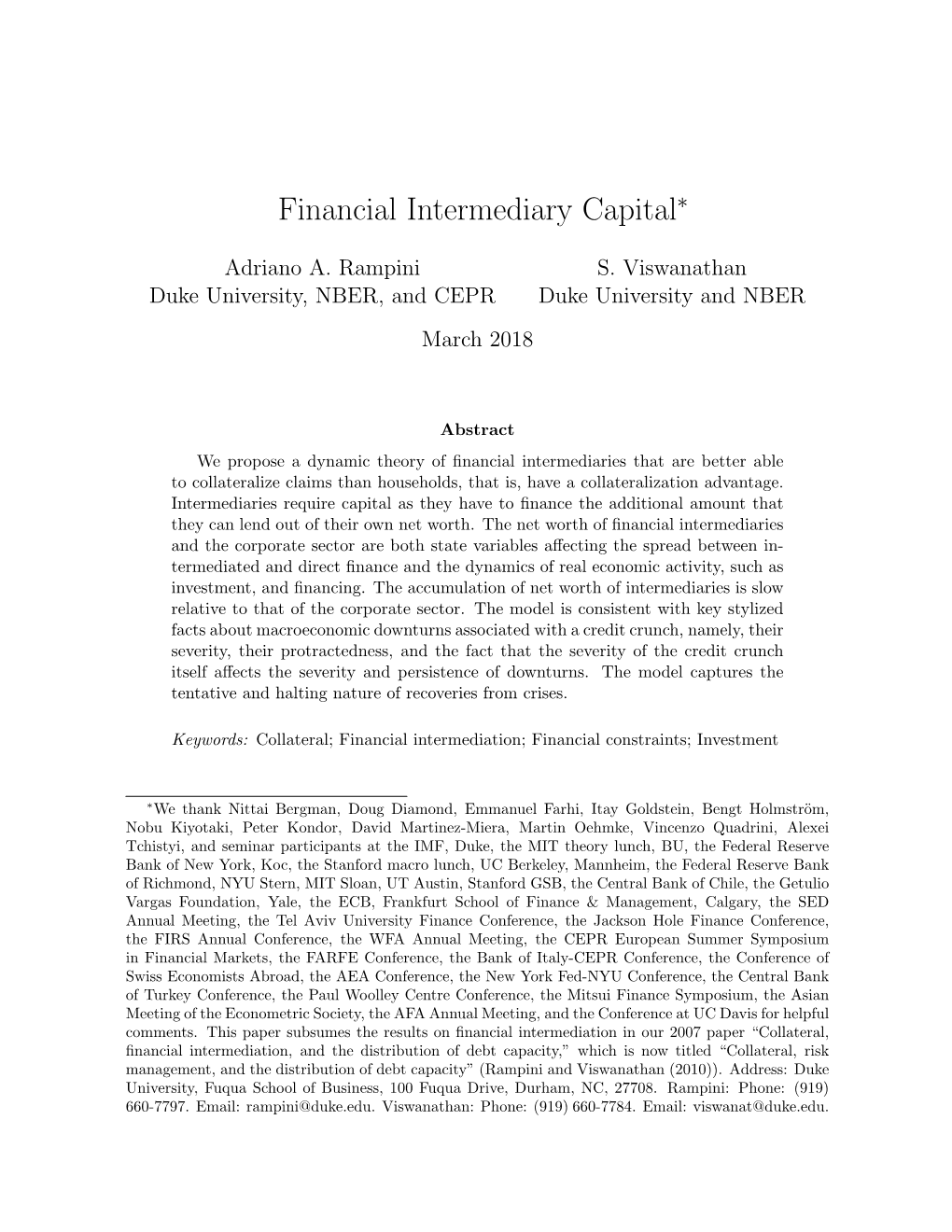 Financial Intermediary Capital∗