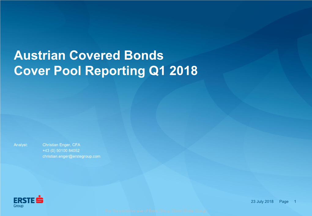 Österreichische Covered Bonds Deckungsstockreporting Q2 2013