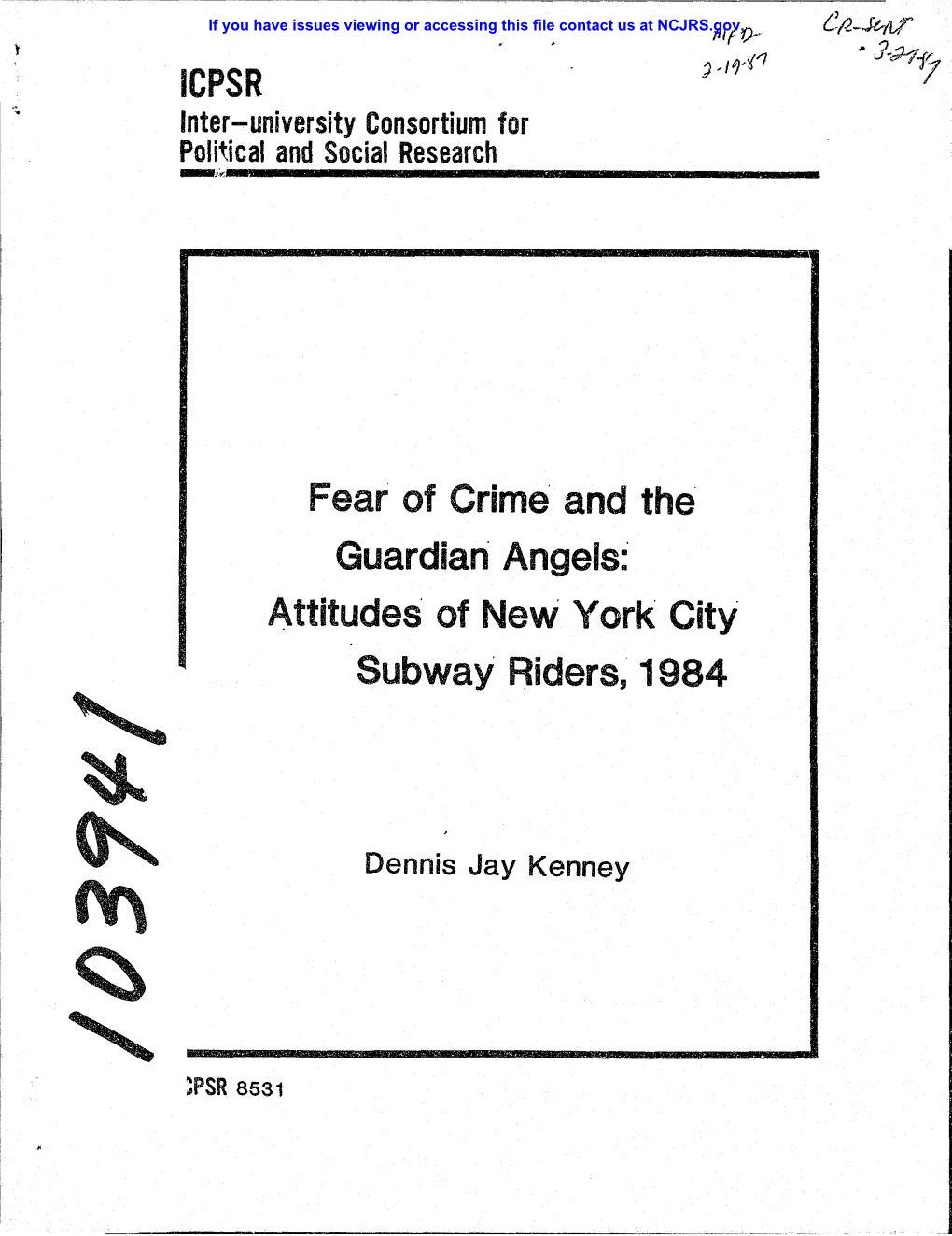 Fear of Crime' and the Attitudes of New York City