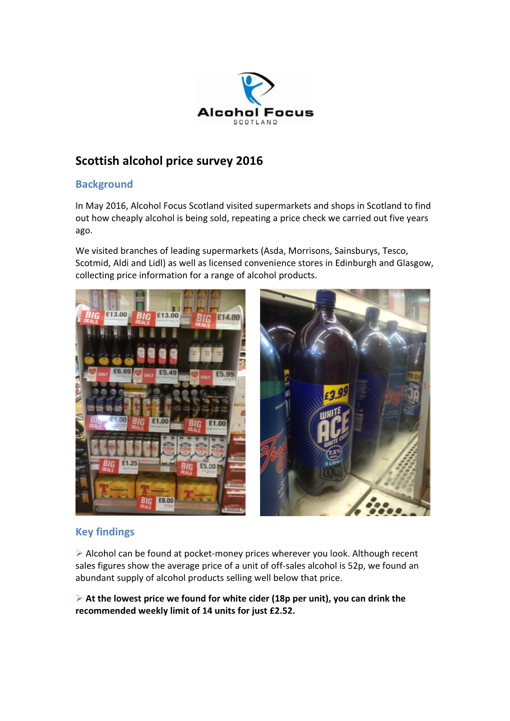 Scottish Alcohol Price Survey 2016