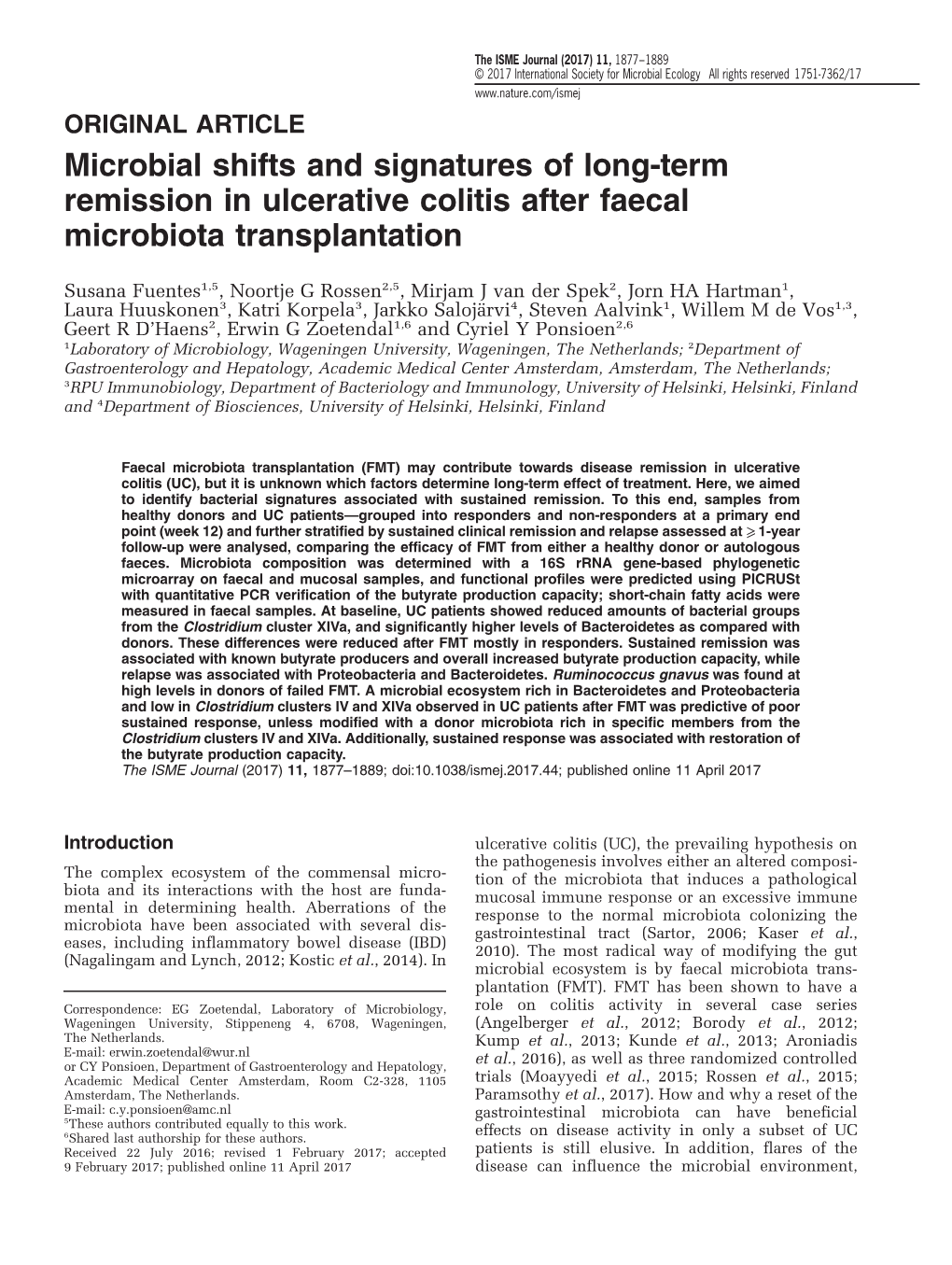 Microbial Shifts and Signatures of Long-Term Remission in Ulcerative Colitis After Faecal Microbiota Transplantation