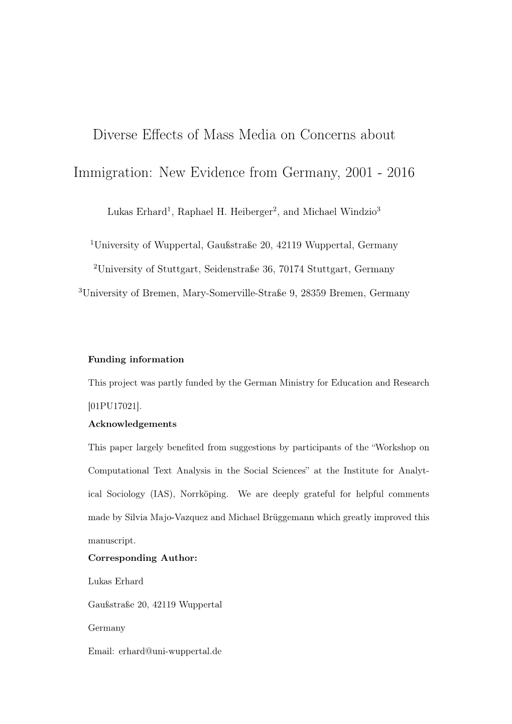 Diverse Effects of Mass Media on Concerns About Immigration