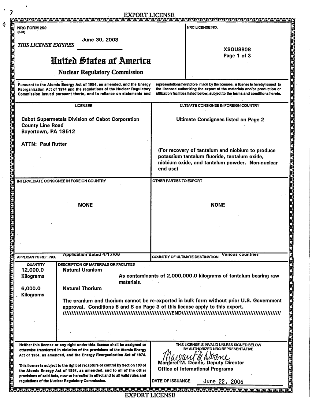 XSOU8808 Export License Issued