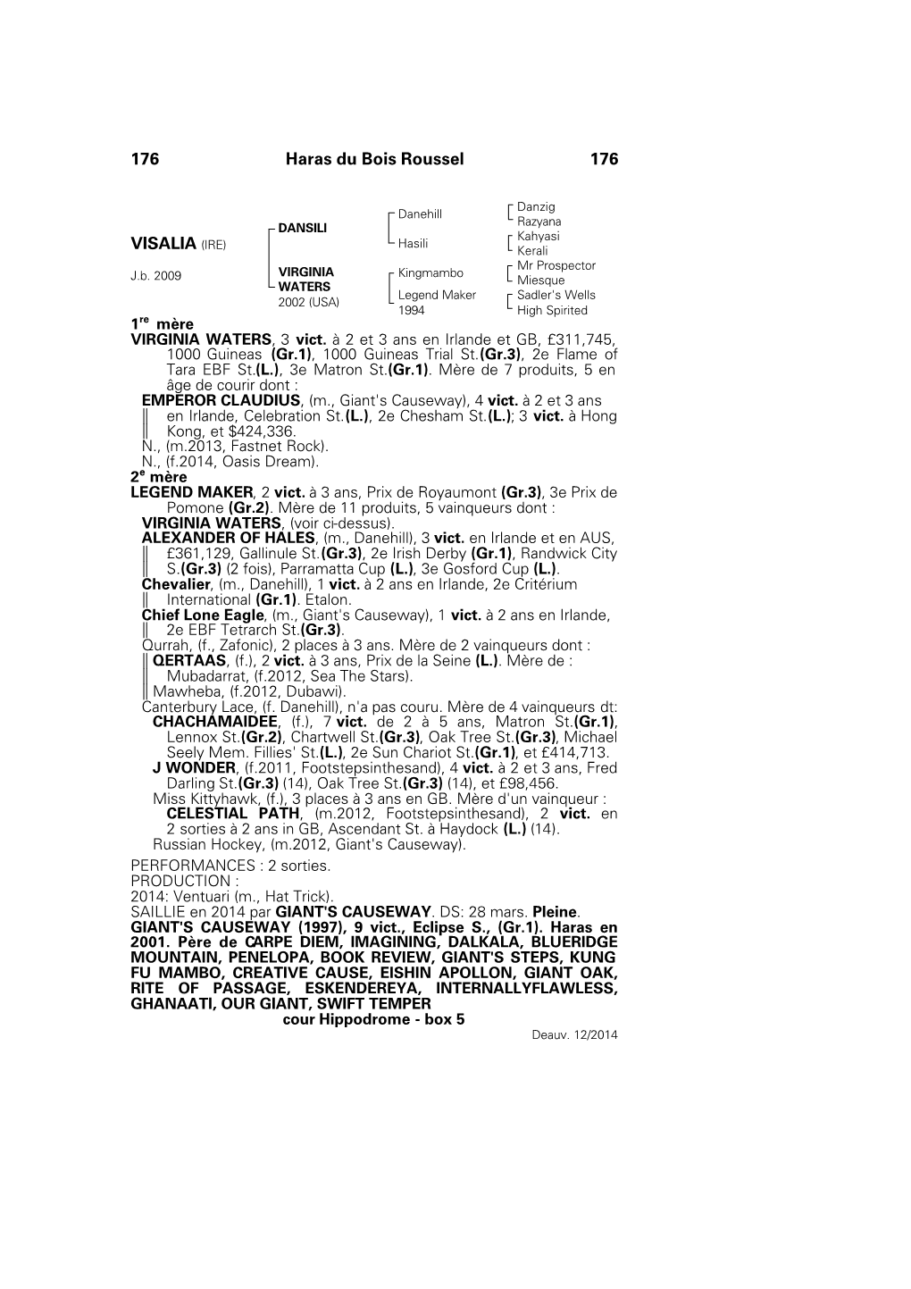 176 Haras Du Bois Roussel 176 VISALIA (IRE)