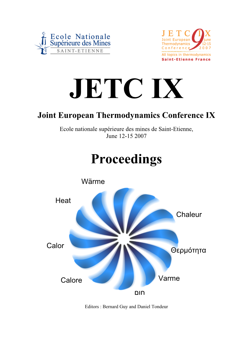 Joint European Thermodynamics Conference IX