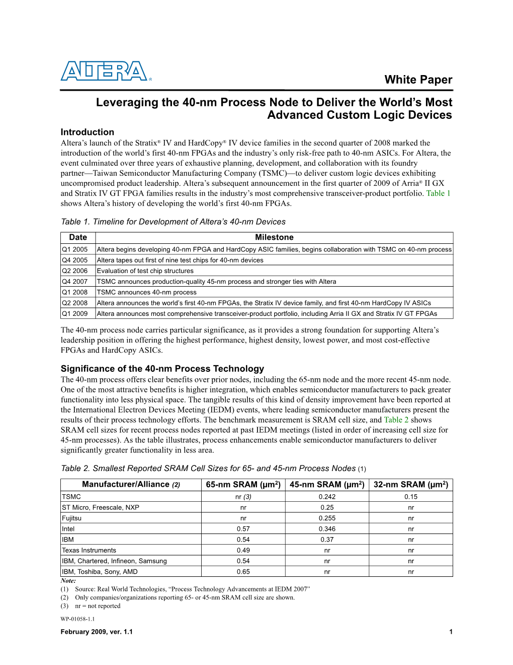 Leveraging the 40-Nm Process Node to Deliver the World's Most