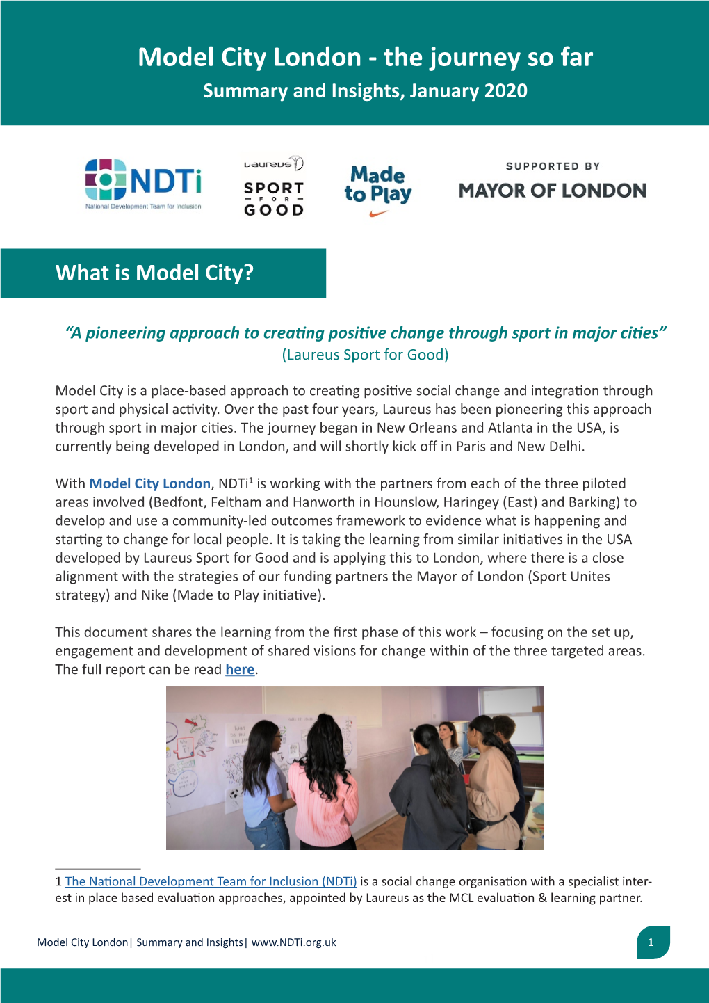 Model City London - the Journey So Far Summary and Insights, January 2020