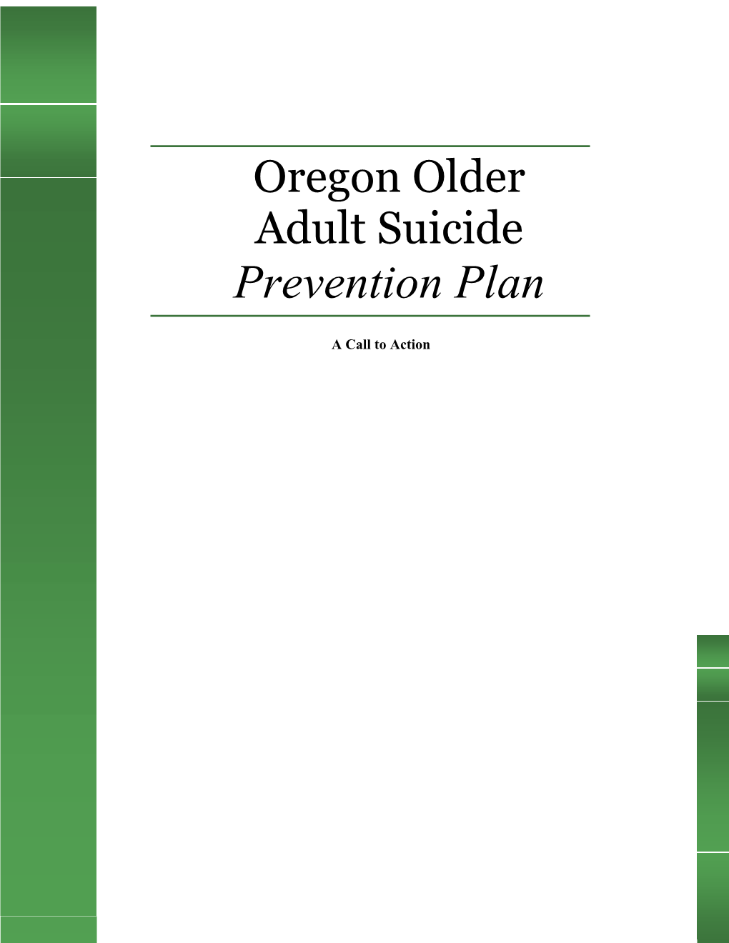 Oregon Older Adult Suicide Prevention Plan