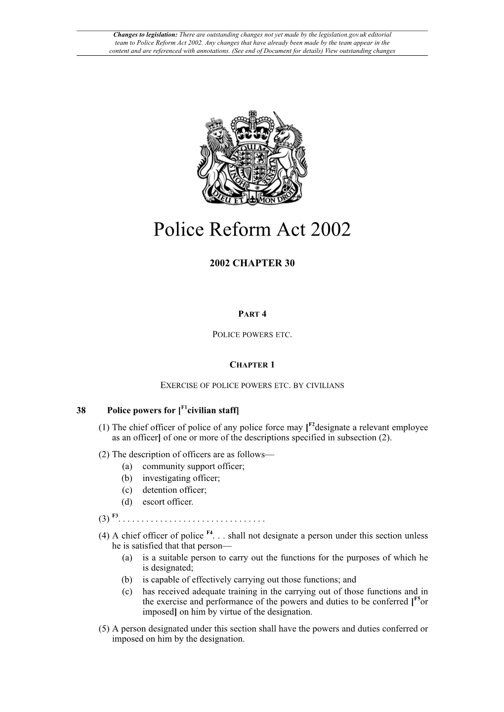 Police Reform Act 2002