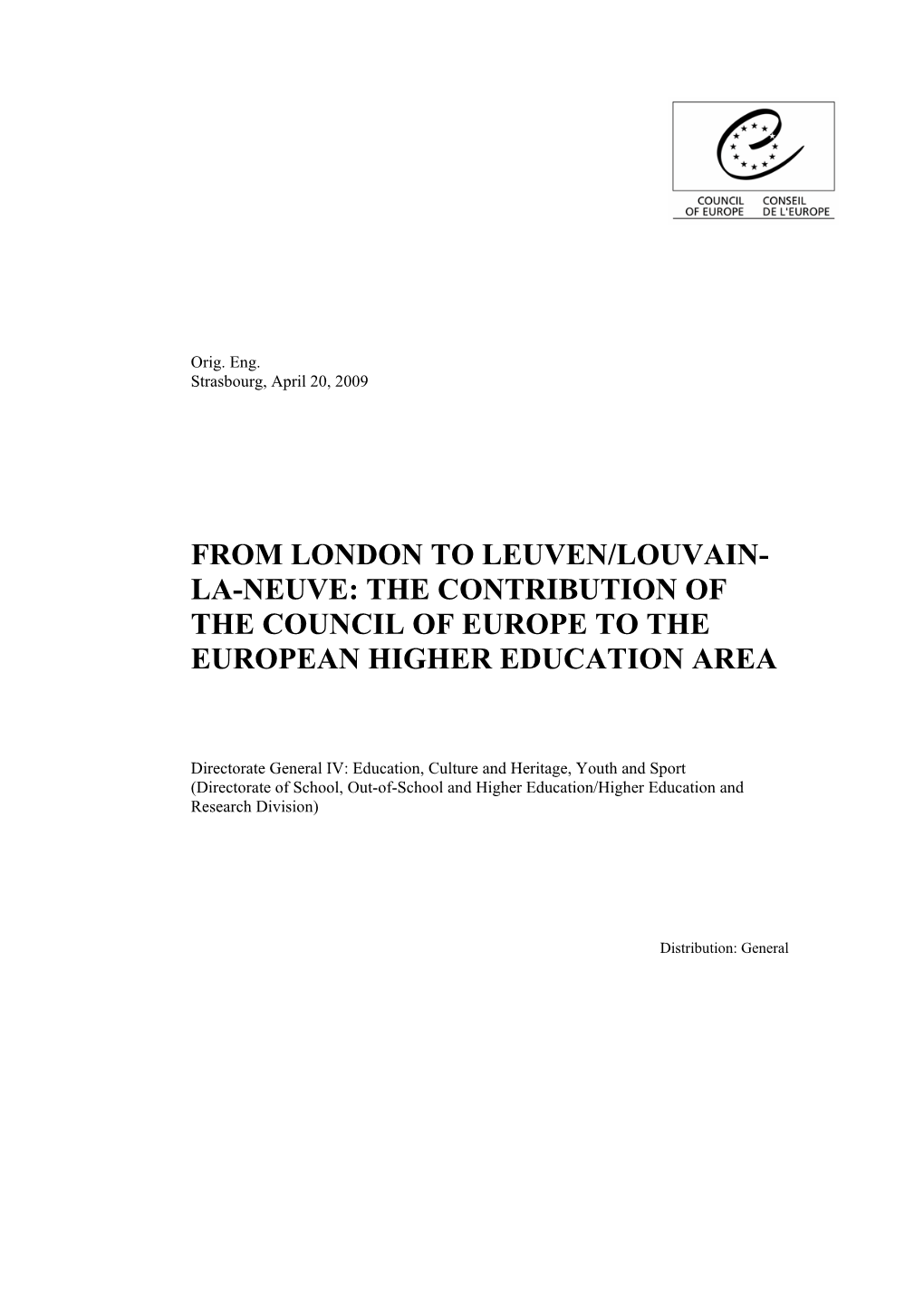 La-Neuve: the Contribution of the Council of Europe to the European Higher Education Area