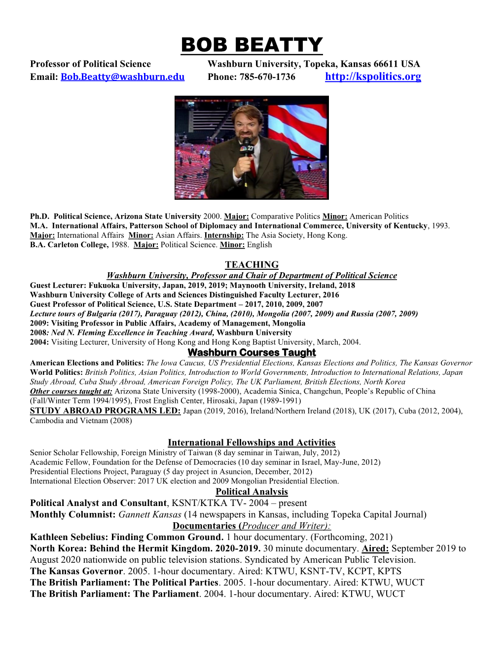 Bob Beatty CV