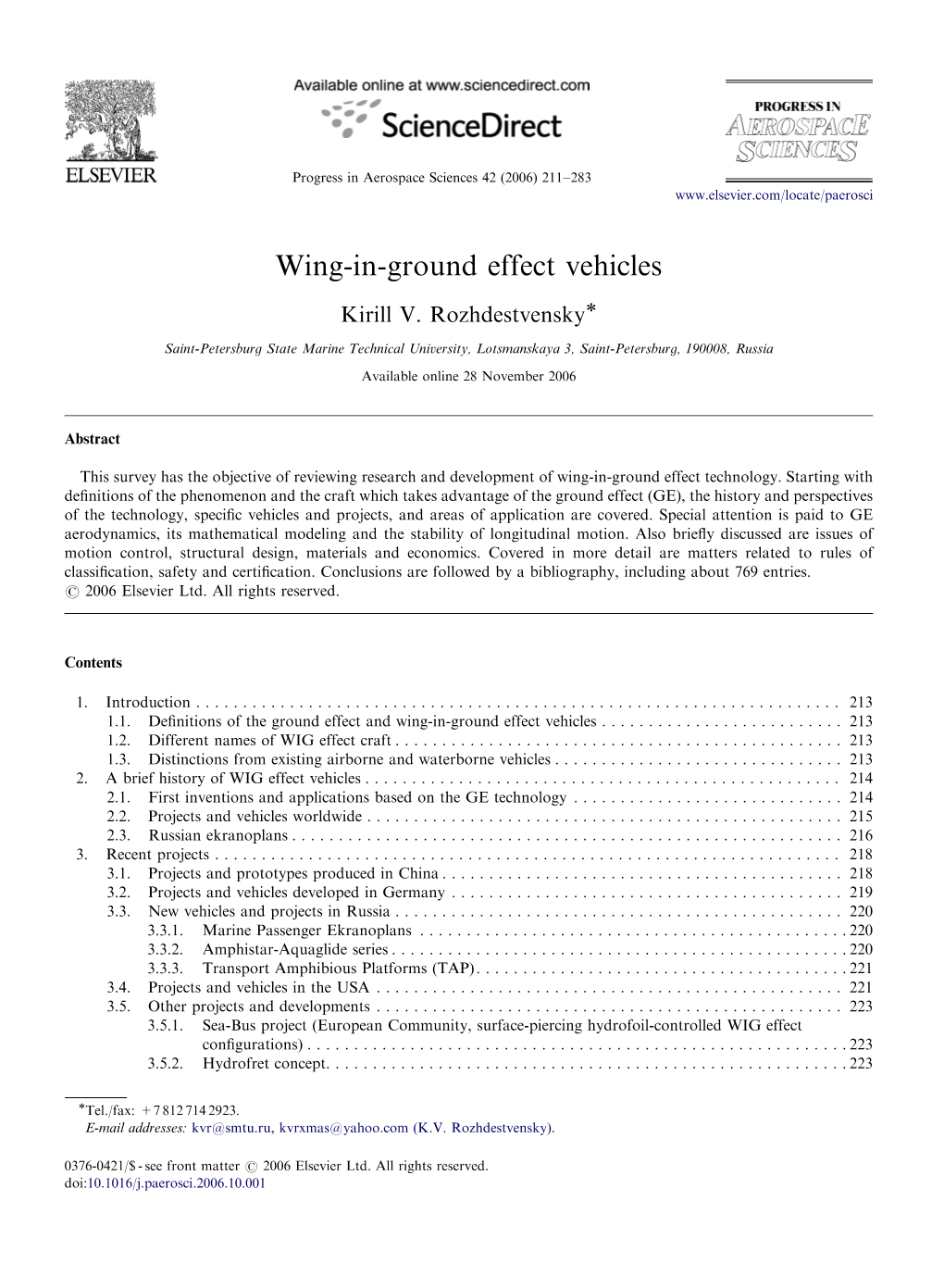 Wing-In-Ground Effect Vehicles