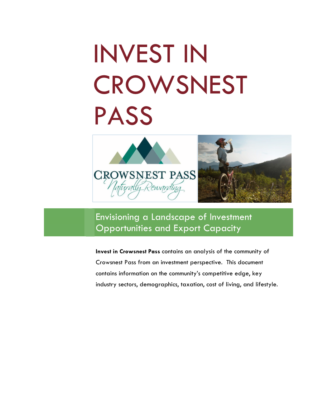 Invest in Crowsnest Pass