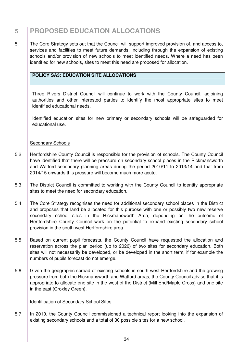 Proposed Education Allocations