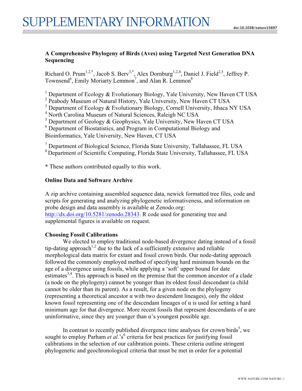 Prum Et Al Supplemental Materials Revision 9