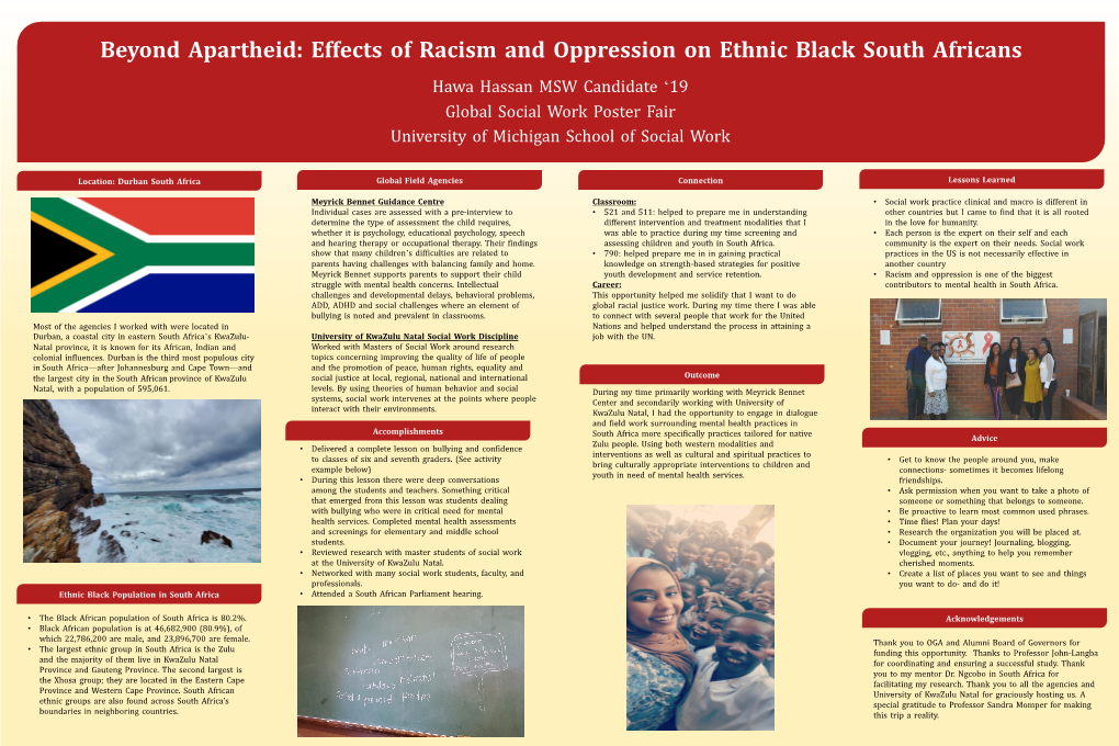 Effects of Racism and Oppression on Ethnic Black South Africans