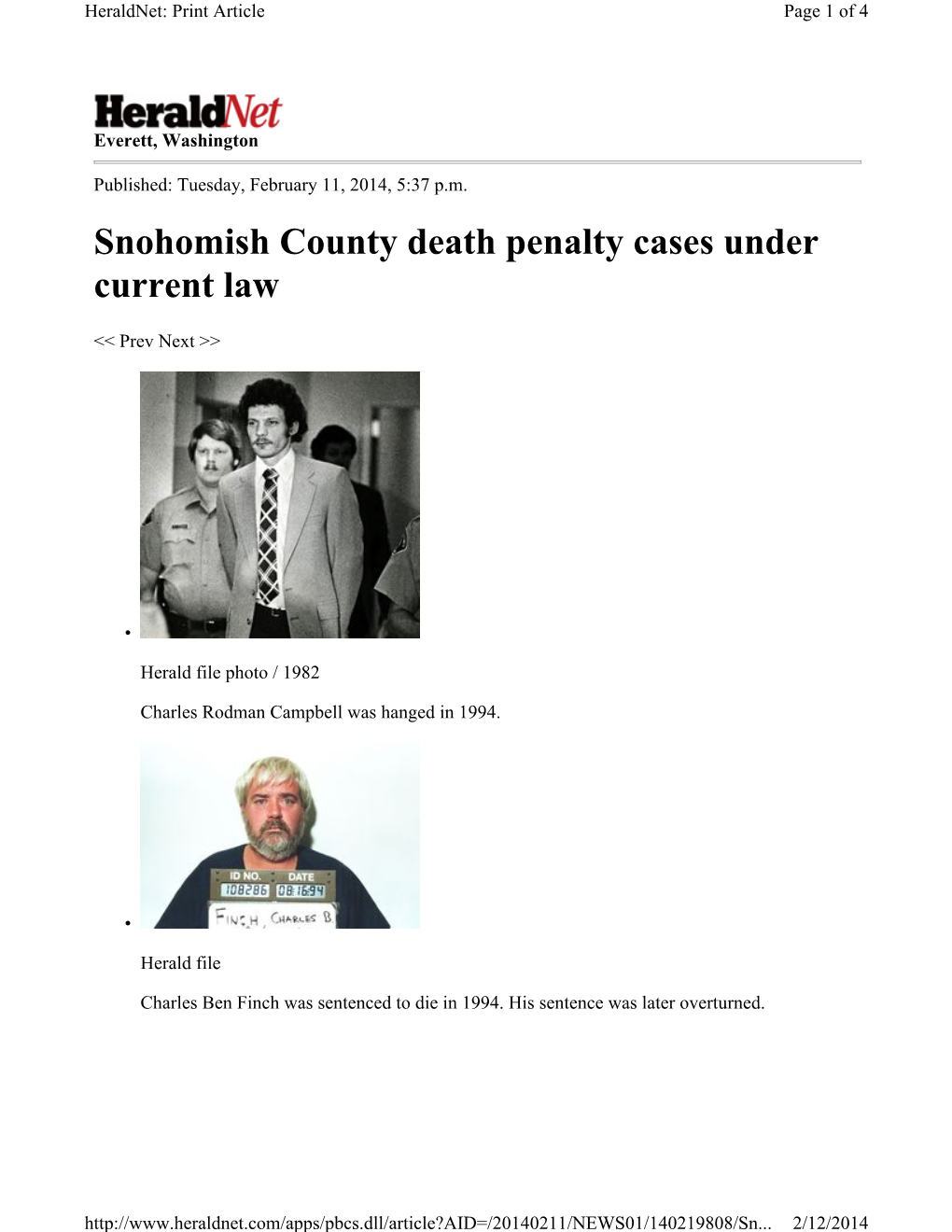 Snohomish County Death Penalty Cases Under Current Law