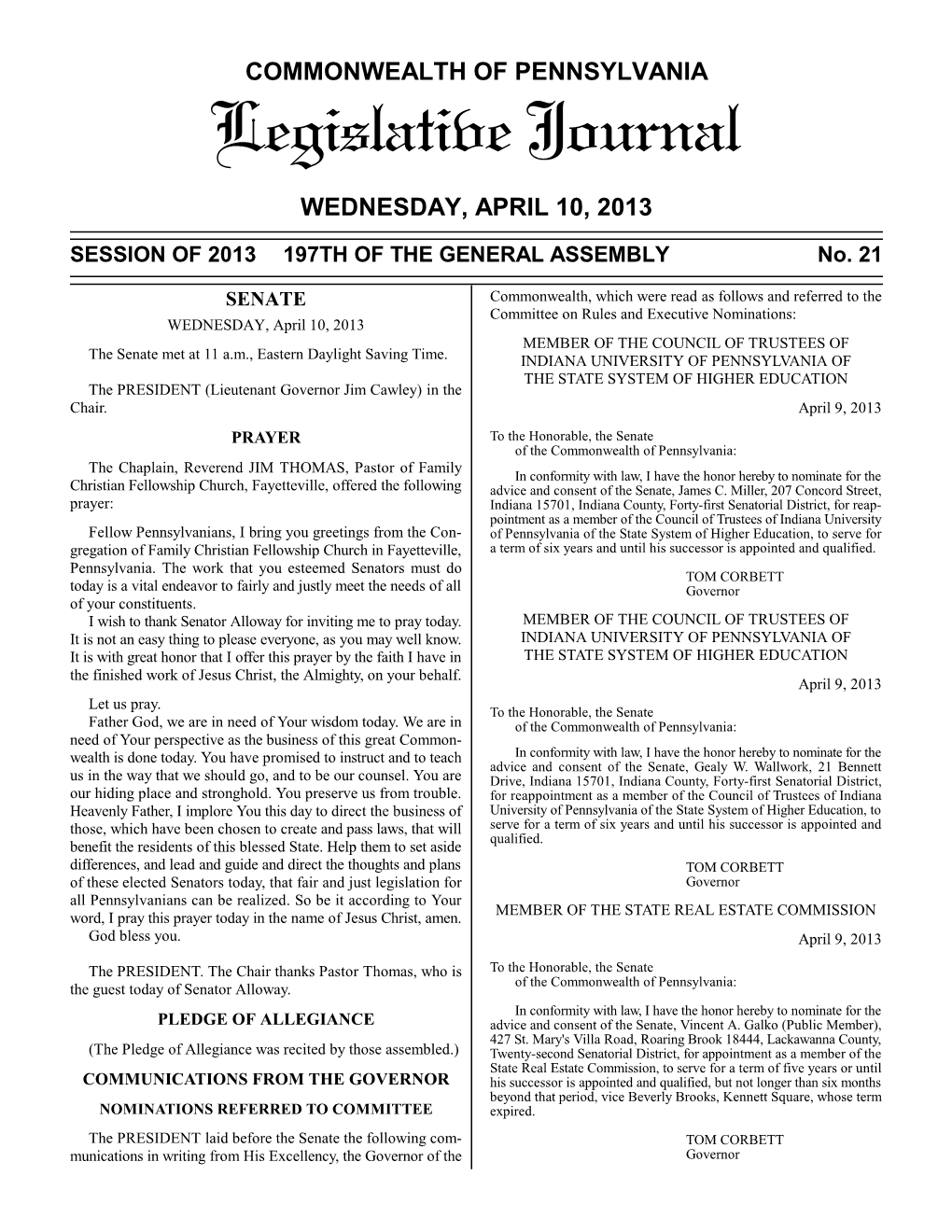 Legislative Journal