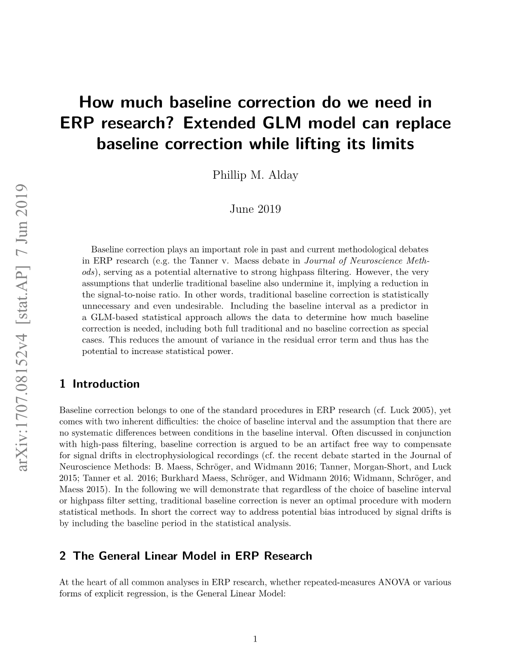 How Much Baseline Correction Do We Need in ERP Research? Extended GLM Model Can Replace Baseline Correction While Lifting Its Limits