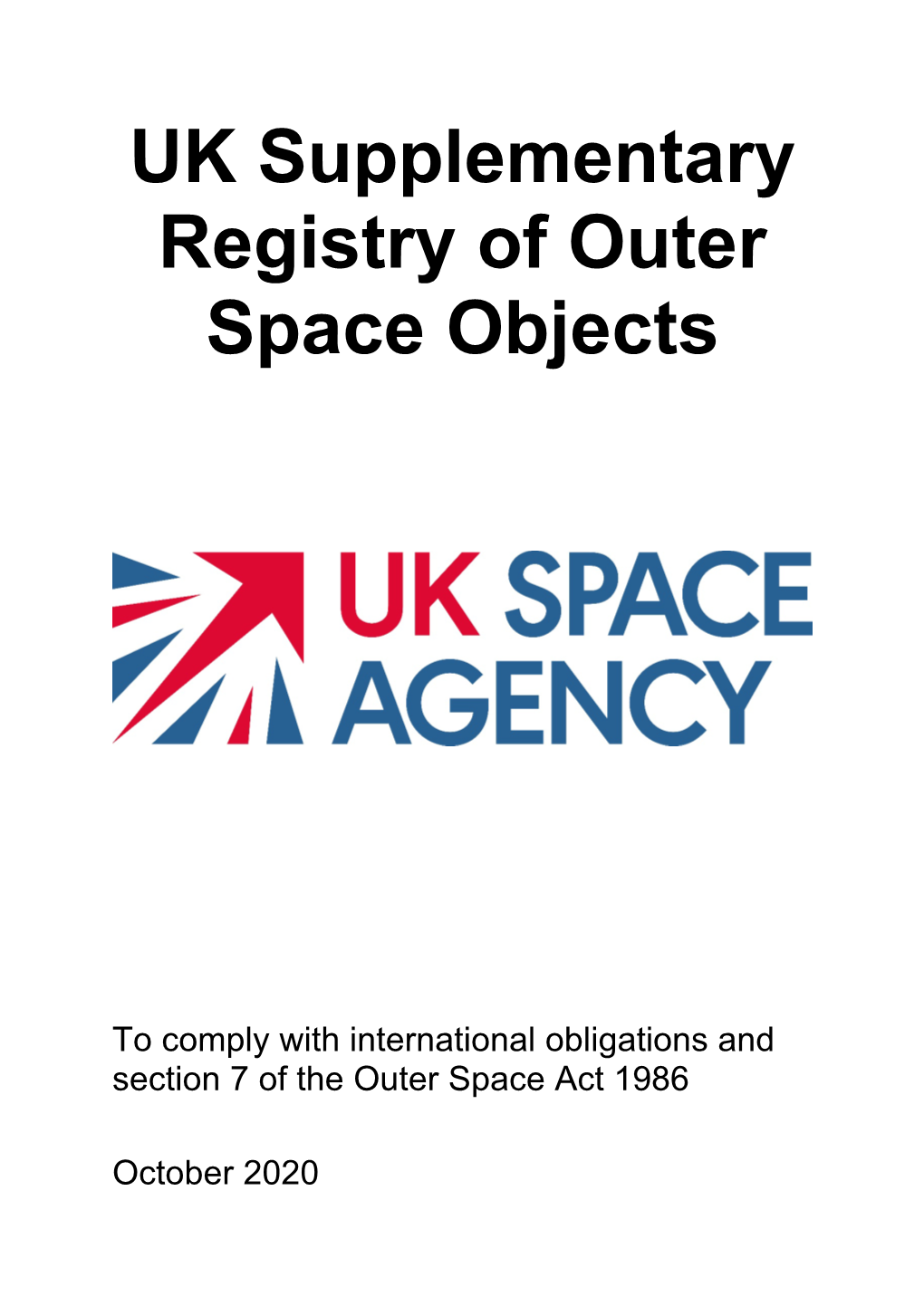 UK Supplementary Registry of Outer Space Objects