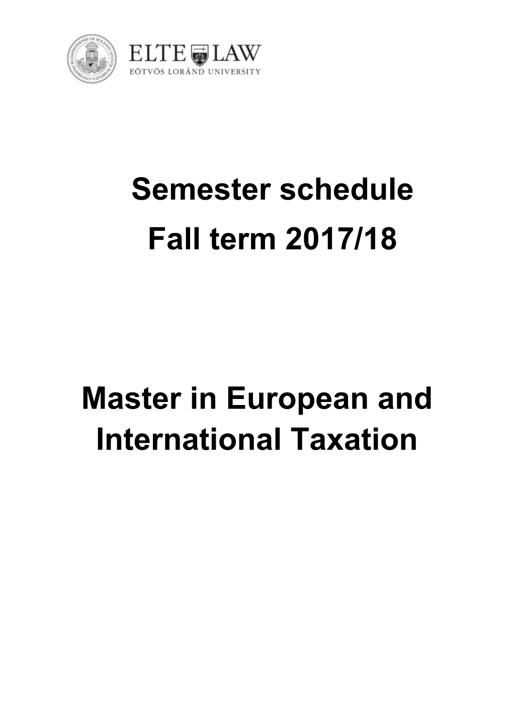 Master in European and International Taxation